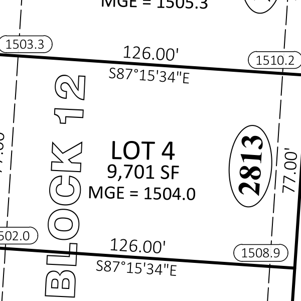 Lot plat — CCH Block 12 Lot 4  — 2813 S Dunraven