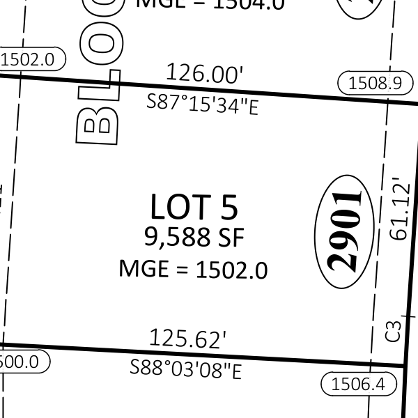 Lot plat — CCH Block 12 Lot 5  — 2901 S Dunraven